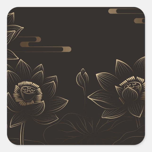 Gold Flower Square Sticker (Front)