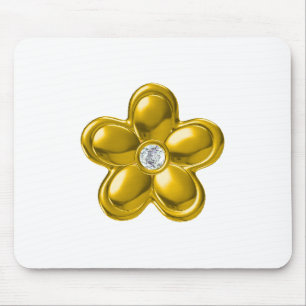 GOLD FLOWER WITH DIAMOND MOUSE PAD