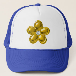 GOLD FLOWER WITH DIAMOND TRUCKER HAT
