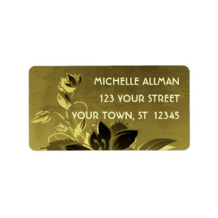 Gold Flowers Avery Label