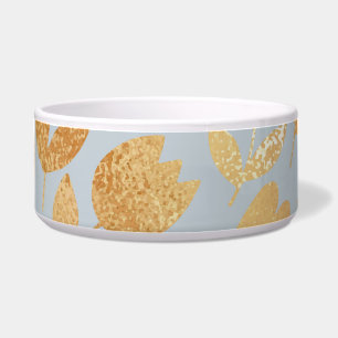 Gold flowers, blue background, foil imitation.