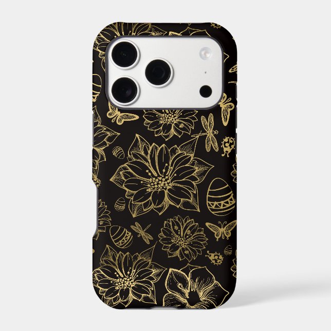 Gold flowers butterflies pattern (Back)