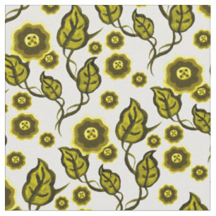 Gold flowers/Gold leaves/Folk art floral Fabric