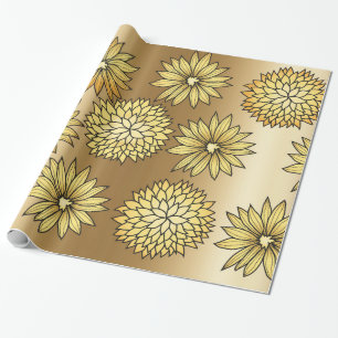Gold Flowers Pattern Wrapping Paper