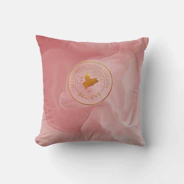 Gold Flying Pig Cushion (Front)