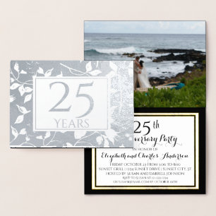 Gold Foil 25th Wedding Anniversary Invitations
