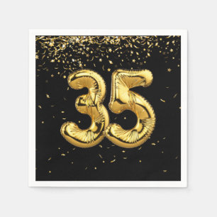 Gold Foil 35 Balloons And Confetti  Napkins