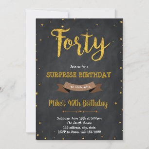 Gold foil 40th birthday party invitation