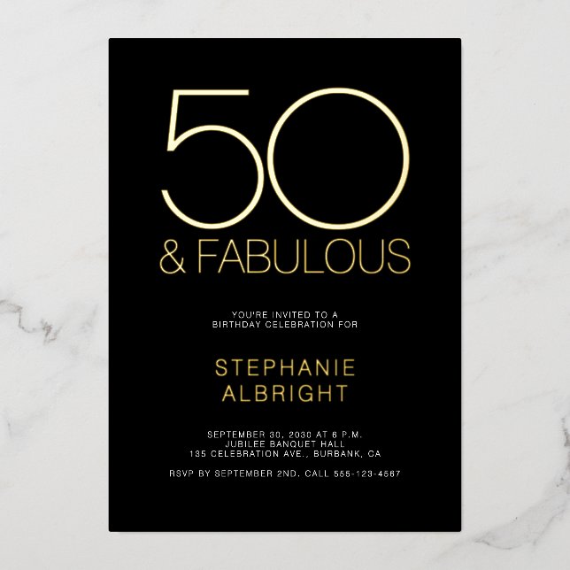 Gold Foil 50 and Fabulous 50th Birthday Party (Front)