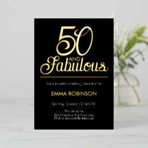 Gold Foil "50 and Fabulous" Fiftieth Birthday