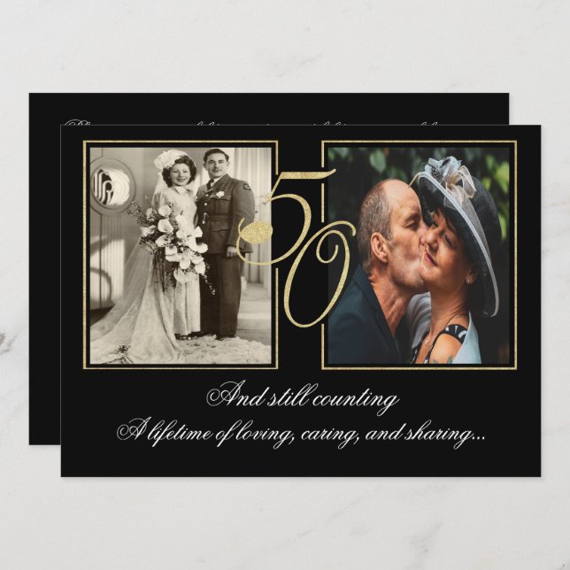Gold Foil 50th Anniversary Celebration Invitation (Front/Back)