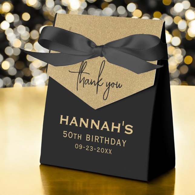 Gold Foil 50th Birthday Name Script Thank You Favour Box (Creator Uploaded)