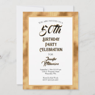 Gold Foil 50th Birthday Party Celebration Invitation