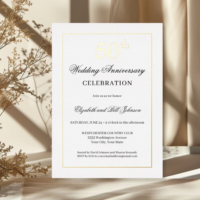 Gold Foil 50th Wedding Anniversary Invitation (Creator Uploaded)