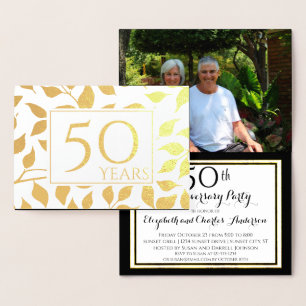 Gold Foil 50th Wedding Anniversary Invitations