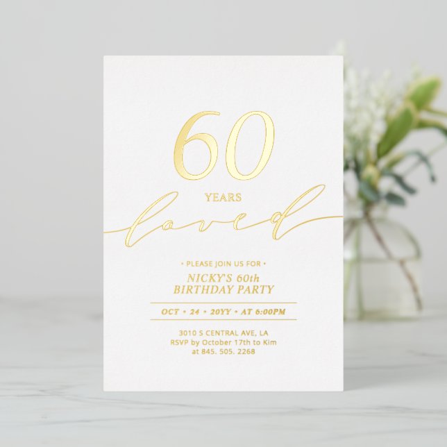 Gold Foil | 60 Years Loved 60th Birthday Party (Standing Front)