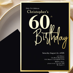 Gold Foil 60th Birthday Invitation Modern Elegant