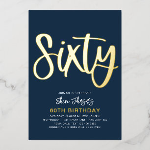 Gold Foil 60th Birthday Invitation   Sixtieth