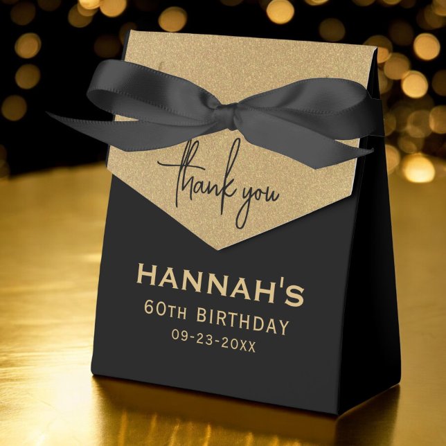 Gold Foil 60th Birthday Name Script Thank You Favour Box (Creator Uploaded)