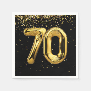 Gold Foil 70 Balloons And Confetti Napkin