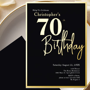 Gold Foil 70th Birthday Invitation Modern Elegant