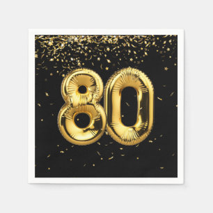 Gold Foil 80 Balloons And Confetti  Napkins