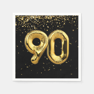 Gold Foil 90 Balloons And Confetti  Napkins