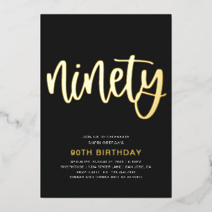 Gold Foil 90th Birthday Invitations   90th