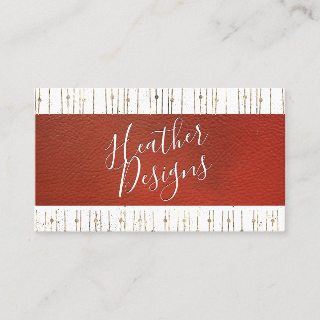 Gold Foil Abstract Leather Background Business Card (Front)