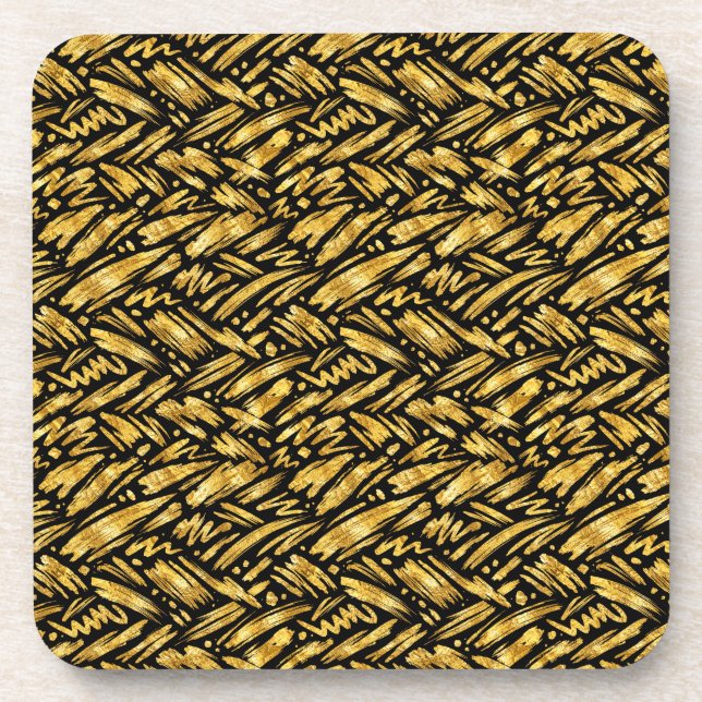 Gold Foil Abstract Pattern Coaster (Front)
