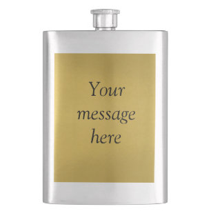 Gold foil add your custom message text hereglitter hip flask