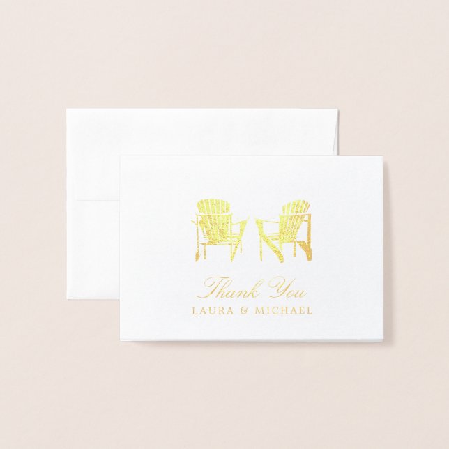 Gold Foil Adirondack Beach Chairs | Wedding Card (Front With Envelope)