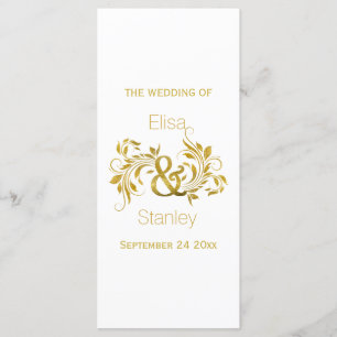 Gold foil ampersand and scroll wedding program