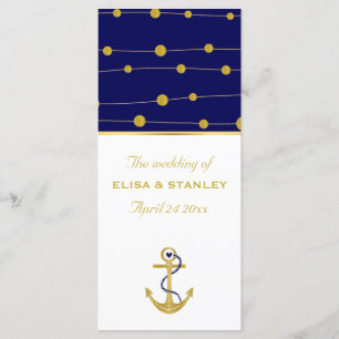 Gold foil anchor nautical wedding program