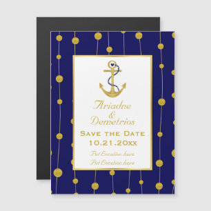 Gold foil anchor nautical wedding Save the Date Magnetic Invitation