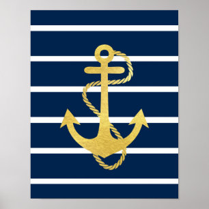 Gold foil anchor print Digital art poster