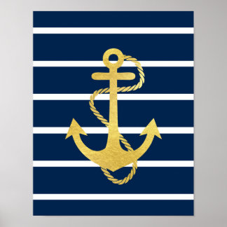 Gold foil anchor print Digital art poster