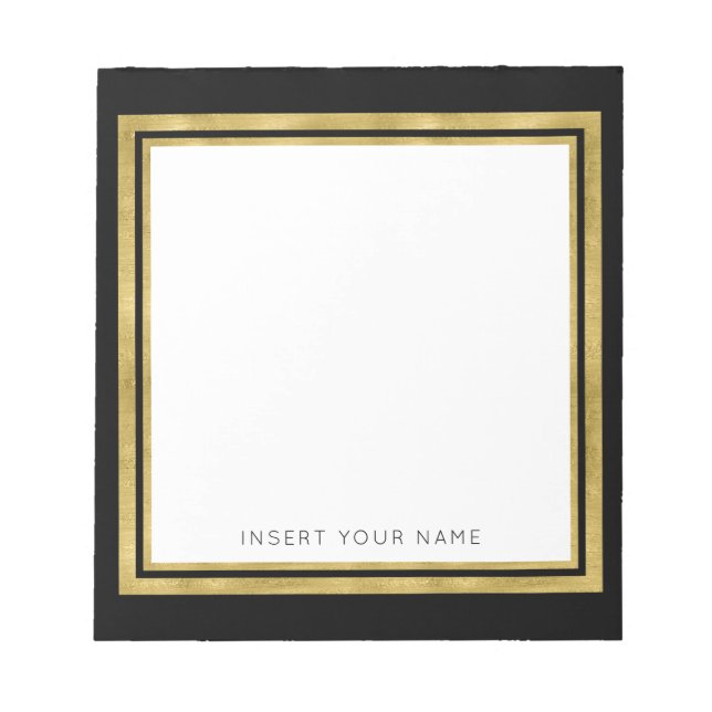 Gold Foil and Black Personalised Notepad 5.5" x 6" (Front)