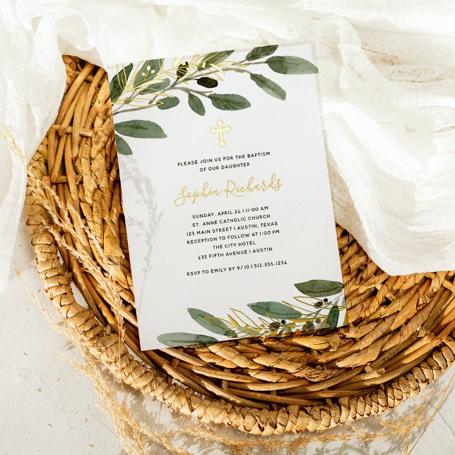 Gold Foil and Mediterranean Olive Leaves Baptism (Creator Uploaded)