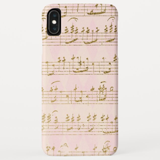 Gold Foil and Rose Gold Musical Notes Pattern Case-Mate iPhone Case (Back)