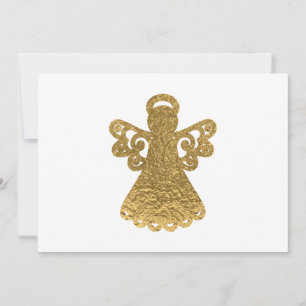 Gold Foil Angel Silhouette Christmas Flat Card