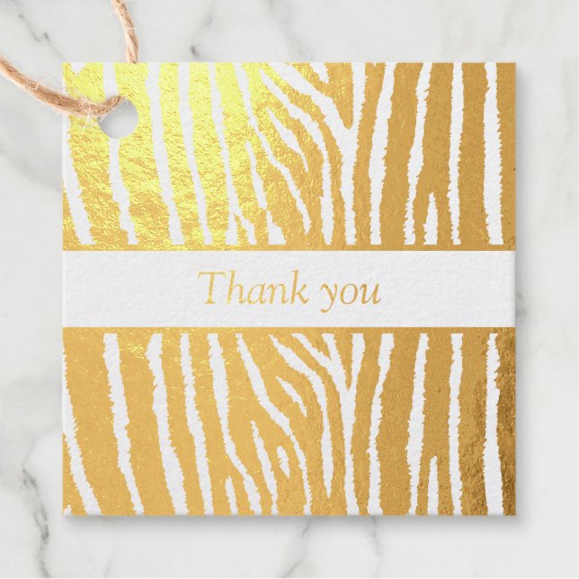 Gold Foil Animal Stripe Favour Tag (Front)
