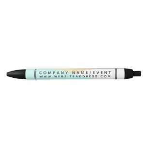 Gold Foil & Aqua, Modern Geometric Company/Event Black Ink Pen