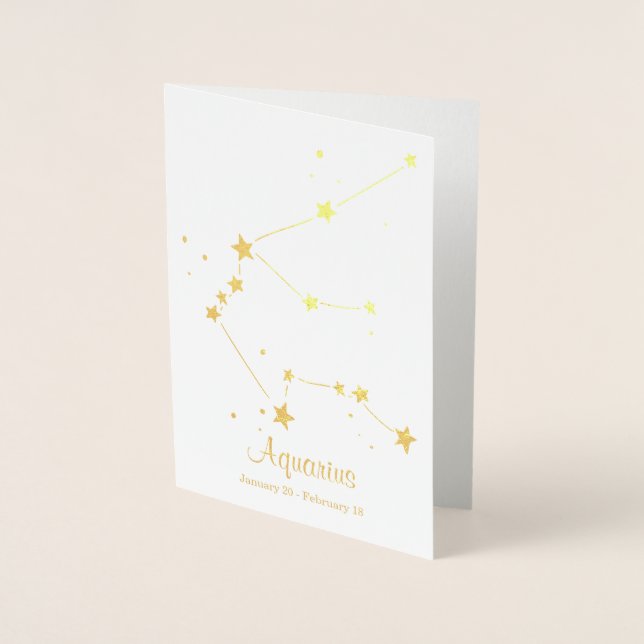 Gold Foil Aquarius Zodiac Sign Constellation Card (Front)