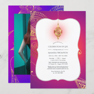 Gold Foil Arabian Bollywood Celebration of Life Invitation
