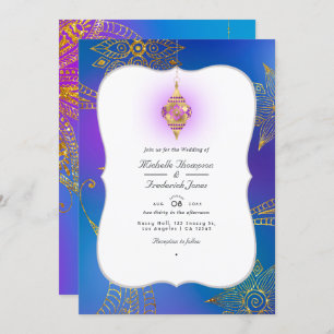 Gold Foil Arabian Bollywood  QR Code RSVP Wedding Invitation