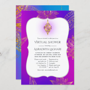 Gold Foil Arabian Bollywood Virtual Shower Invitation