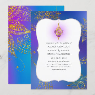 Gold Foil Arabian Bollywood Wedding Invitation