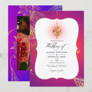 Gold Foil Arabian Bollywood Wedding Photo Invitati Invitation