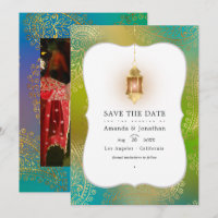 Gold Foil Arabian Bollywood Wedding Photo Save The
